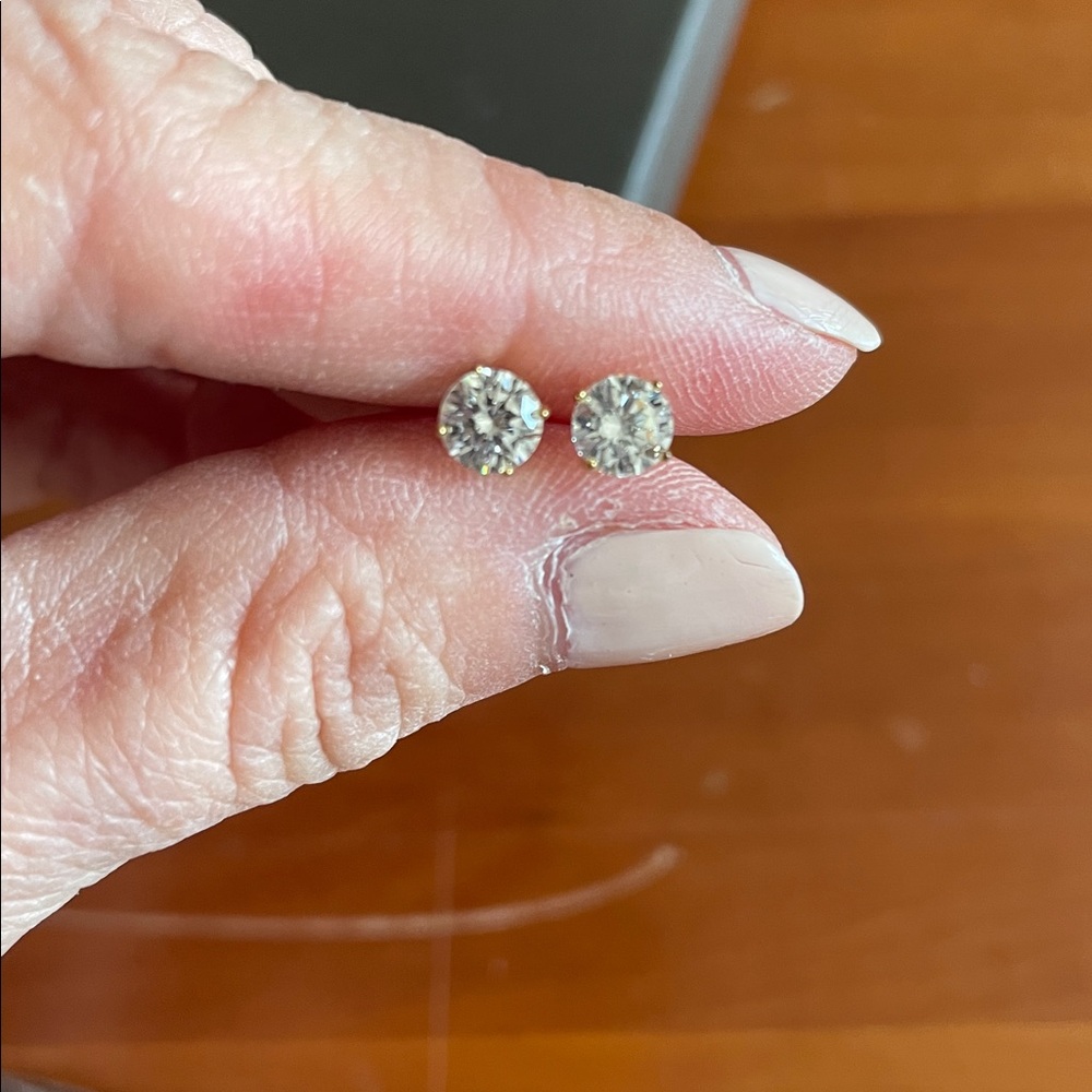 Ross-Simons Gold Tone CZ Stud Earrings - Set of Two - Picture 3 of 6